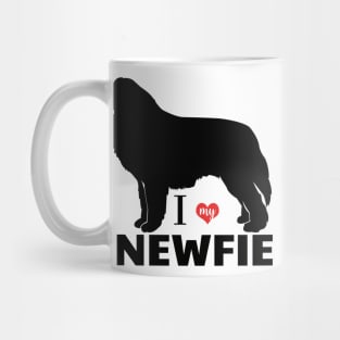 Newfie Pattern in Red Newfoundland Dogs with Hearts / I love my Newfie Mug